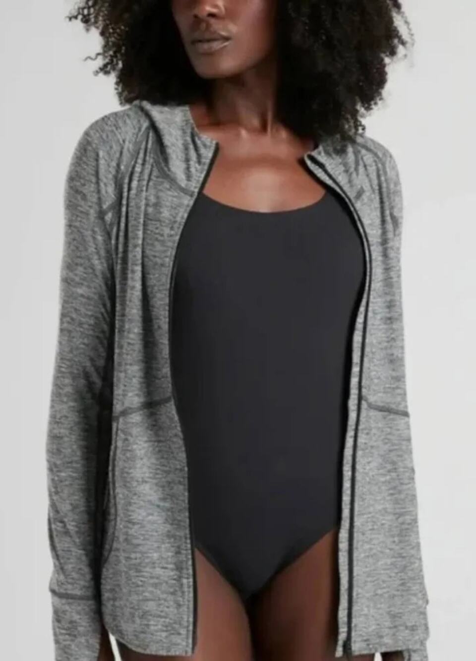 Athleta Pacifica Baja UPF Jacket Heather Gray Size Medium Performance Gear